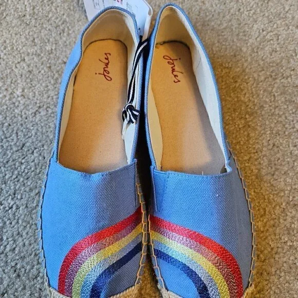 JOULES Rainbow Embroidered Slip On Blue Espadrille (NWT) - Picture 6 of 7